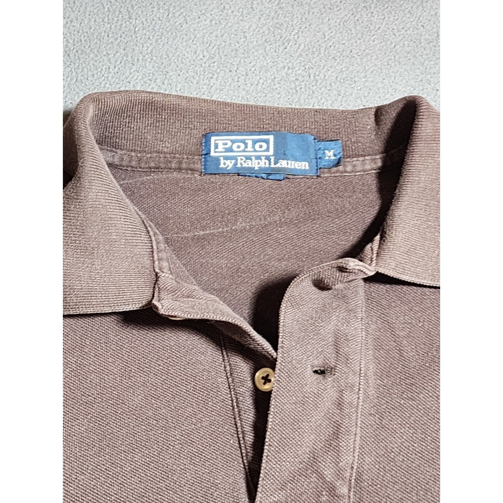 Polo Ralph Lauren T-Shirt Men Medium Brown Short Sleeve Collared Green Pony - Picture 5 of 16